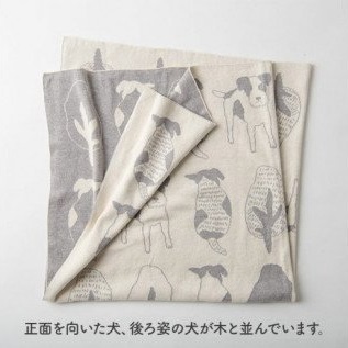 犬柄 アフガン CO-K52【7営業日程度で発送】| おくるみ ベビー 赤ちゃん ひざ掛け ブランケット オーガニックコットン 草木染 ジャカード編み 出産祝い ギフト 日本製